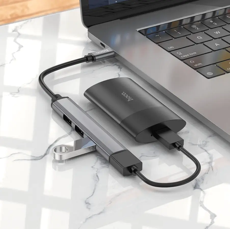 Hoco HB26 4 in 1 Type C to USB Hub NZ by techplus