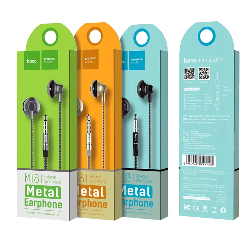 Hoco M18 Gesi Metallic In-Ear Earphones with Mic 3.5mm NZ by techplus