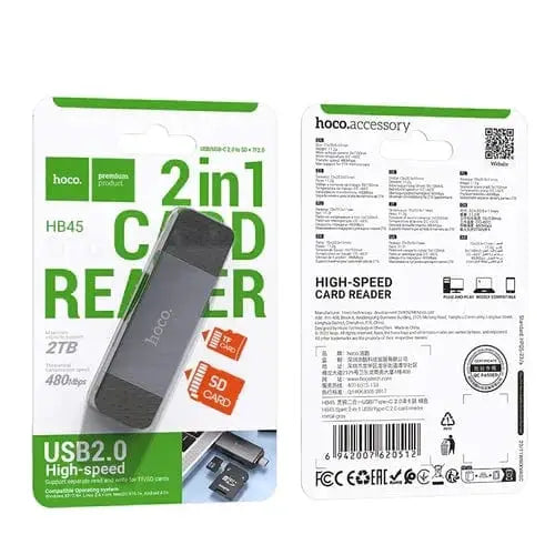 BroDeals Memory Card USB 2.0 Memory Card Reader with USB-A / USB-C Dual Plug USB 2.0 Memory Card Reader with USB-A / USB-C Dual Plug