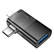 BroDeals mobile phone accessories 2 in 1 OTG Adaptor w/ Lightning & USB-C male to USB-A female, Plug and Play, Data Transfer 2 in 1 OTG Adaptor w/ Lightning & USB-C male to USB-A female, Plug and Play, Data Transfer