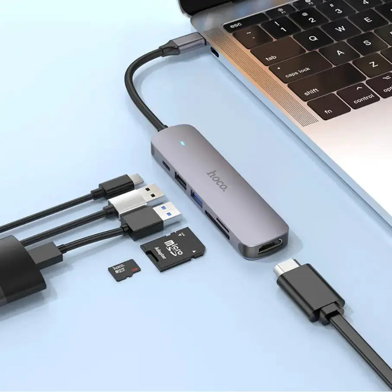 techplus Hoco PD 100W USB-C Multi Function 6 in 1 Adapter Hub (HB28) Hoco PD 100W USB-C Multi Function 6 in 1 Adapter Hub (HB28)...