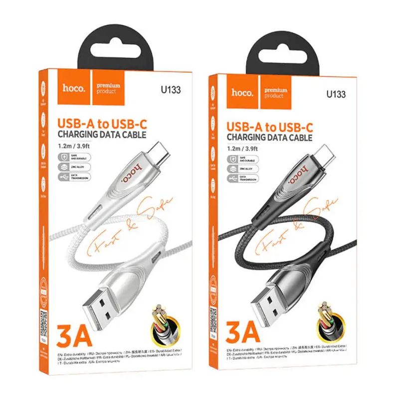 HOCO U133 USB-C Fast Charging Cable 3A 1.2m Braided NZ by techplus