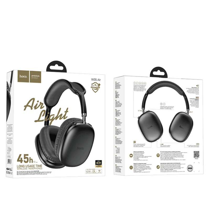 techplus Premium Bluetooth Headphones | 45-Hour Playback and Lightweight Design (W35 Air) – Black Premium Bluetooth Headphones | 45-Hour Playback and Lightweight Design (W35 Air) – Black
