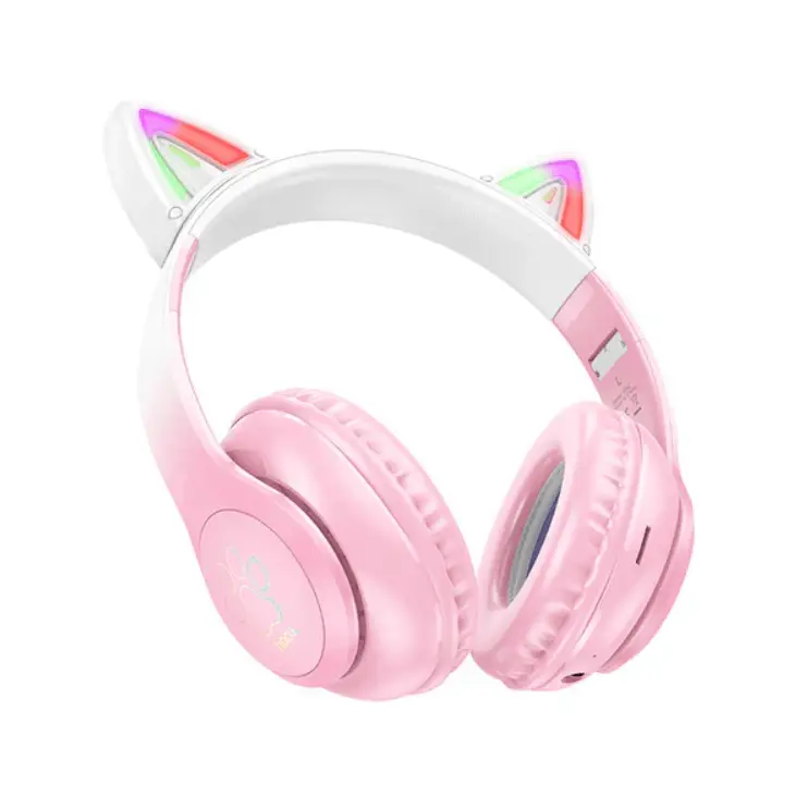 Hoco W42 Pink LED Wireless Bluetooth Headphone NZ by techplus
