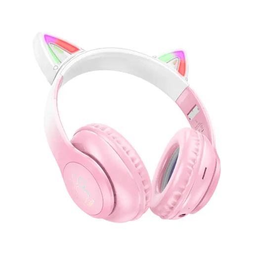 Hoco W42 Pink LED Wireless Bluetooth Headphone NZ by techplus