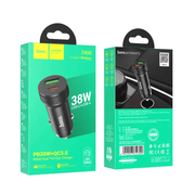 Hoco Z49B Dual-Port Car Charger 38W | USB-C PD & USB-A QC Fast Charging by techplus