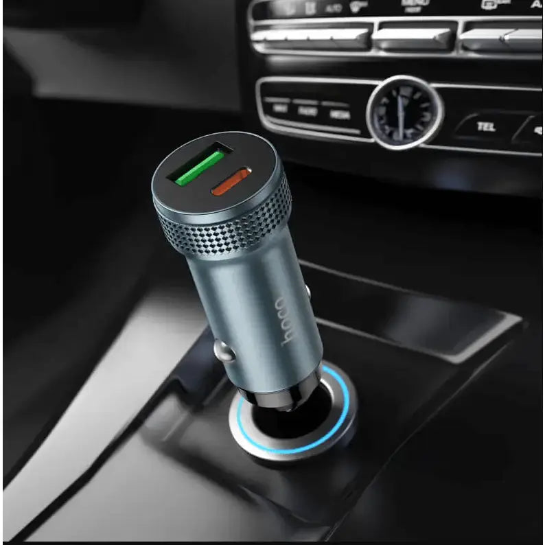 techplus Hoco Z49B Dual-Port Car Charger 38W | USB-C PD & USB-A QC Fast Charging Hoco Z49B 38W Dual Port Car Charger USB C PD USB A QC