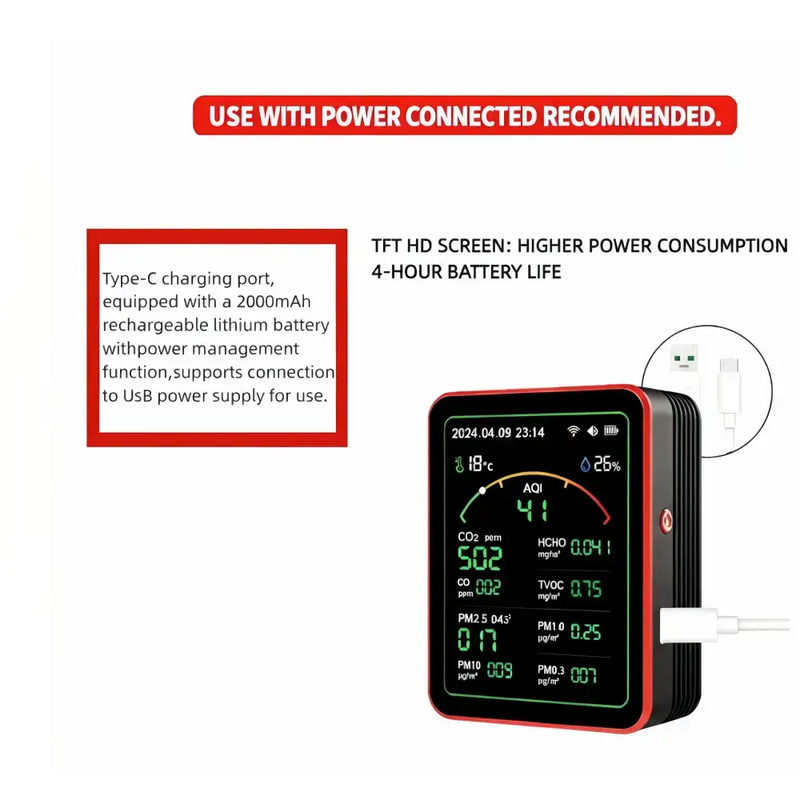 Home Air Quality Monitor – 15-in-1 Gas Detector by Habicare
