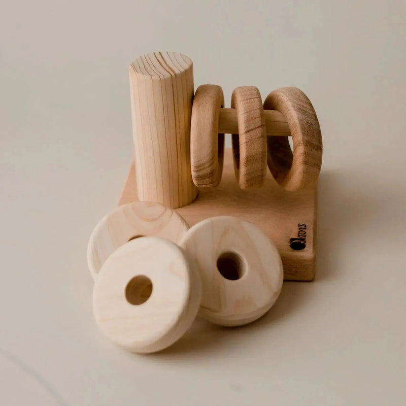 Horizontal Hanger Fine Motor Stacker – QToys | Wooden Toy NZ by Curious Moonbeam
