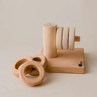 Horizontal Hanger Fine Motor Stacker – QToys | Wooden Toy NZ by Curious Moonbeam