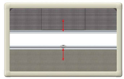 Window Blind & Fly Screen 570 X 370mm - Horrex duoplisse blind with beige frame and easy operation.