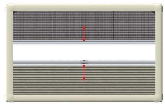 Window Blind & Fly Screen 850 X 600mm - Horrex duoplisse blind with beige frame and compact design.