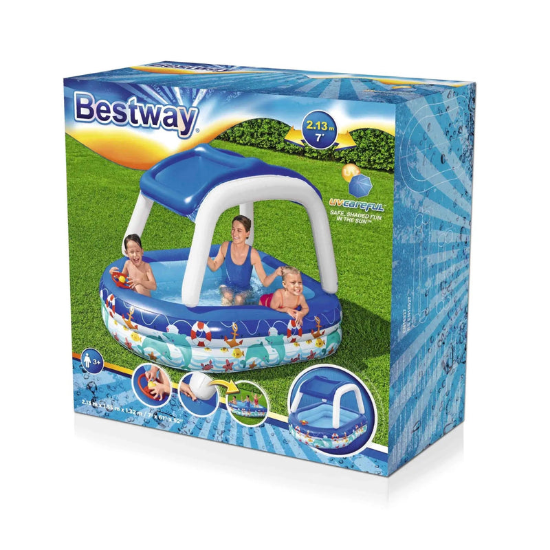 Bestway 213x155x132cm Kids Play Pools Above Ground Inflatable Swimming Pool Canopy Sunshade by salelink.co.nz