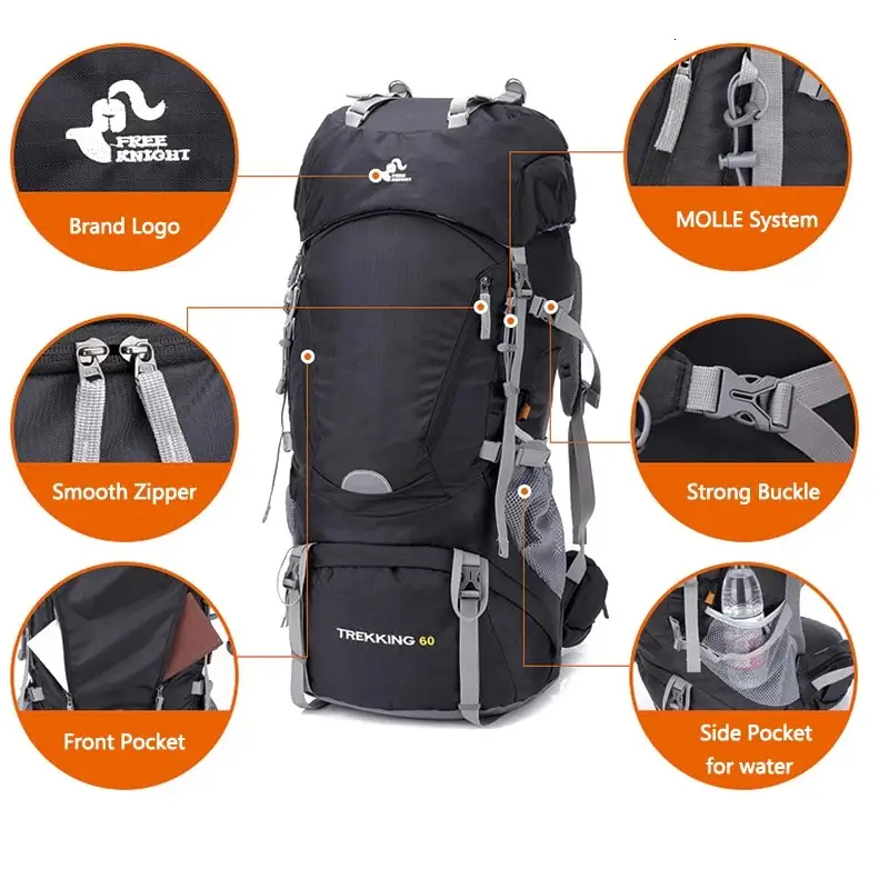 60L Camping Backpack – Ideal for Hiking, Climbing and Mountaineering ZYQS7146 by ECOTREK