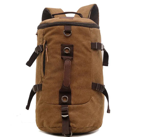 50L Canvas Hiking Backpack - Retro Style Travel Rucksack with Leather Accents | Men's Outdoor Pack by Mead's Supply & Equipment Outfitters limited