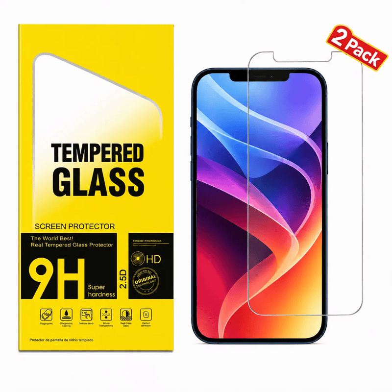 techplus IPhone 13 Tempered Glass Screen Protector 2 Pack 9H HD 2.5D Edge iPhone 13 Tempered Glass Screen Protector 2 Pack 9H HD