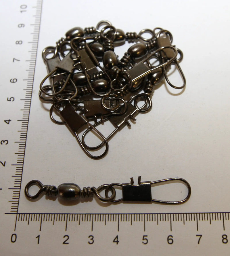 Decoro HOOKS Bulk Barrel Swivel Black 5/0 + Interlock Snap 100pk Decoro Bulk Barrel Swivel Five Zero Interlock Snap 100