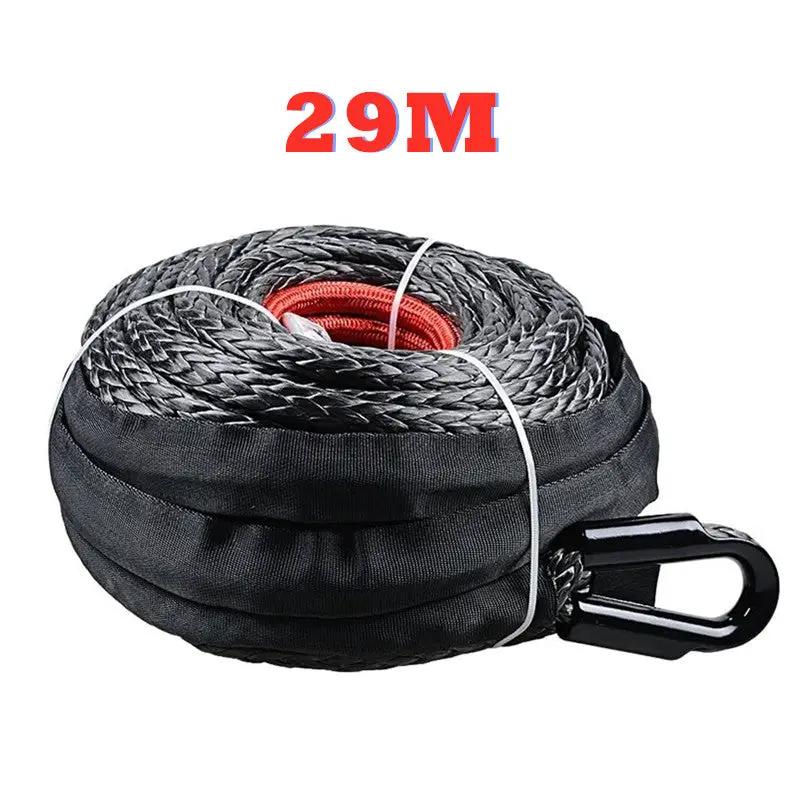 Winch Rope 29M Dyneema Synthetic Car Tow Recovery Cable 4WD BLK by salelink.co.nz