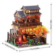 Poppy Gifts Gift DIY Japanese Sushi House Miniature Dollhouse Kit With Lanterns DIY Japanese Sushi House Miniature Dollhouse Kit