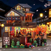 Poppy Gifts Gift DIY Japanese Sushi House Miniature Dollhouse Kit With Lanterns DIY Japanese Sushi House Miniature Dollhouse Kit
