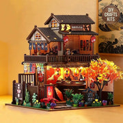 Poppy Gifts Gift DIY Japanese Sushi House Miniature Dollhouse Kit With Lanterns DIY Japanese Sushi House Miniature Dollhouse Kit
