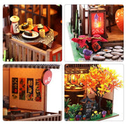 Poppy Gifts Gift DIY Japanese Sushi House Miniature Dollhouse Kit With Lanterns DIY Japanese Sushi House Miniature Dollhouse Kit