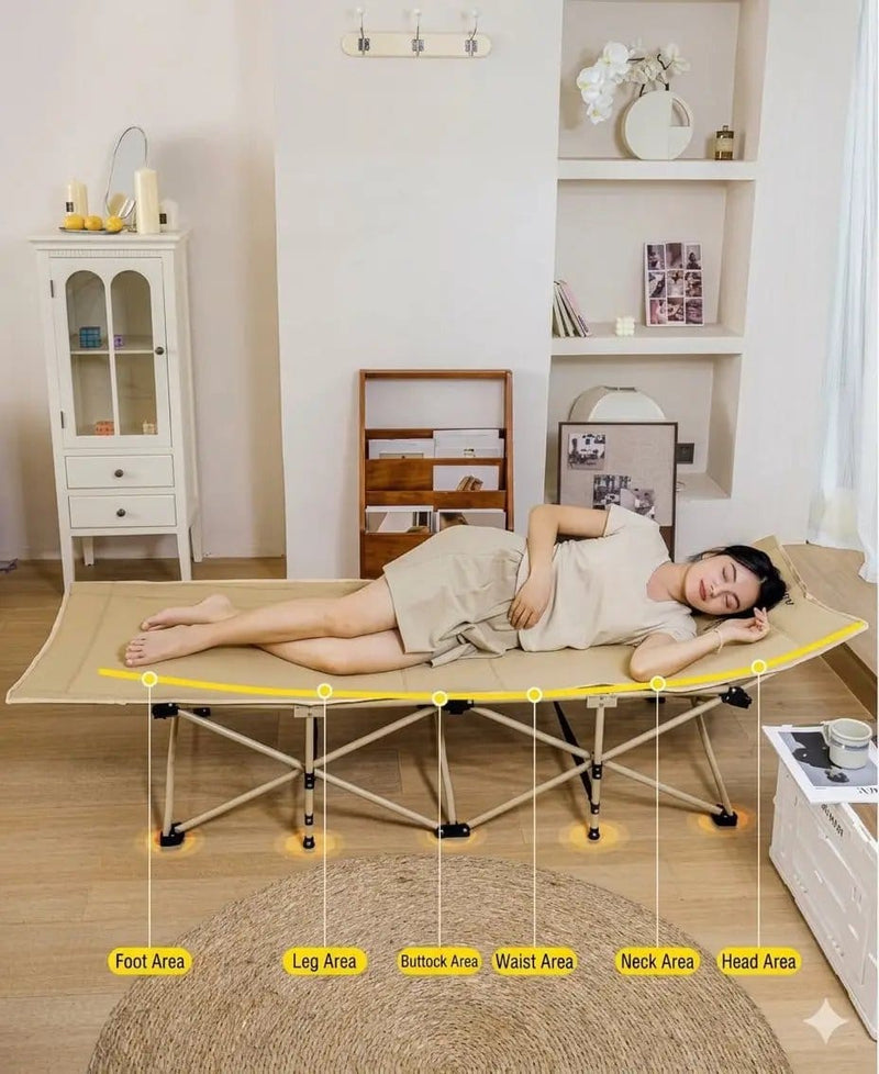 Urban Wave Heavy-Duty 10-Leg Folding Camp Stretcher with Ergonomic Headrest YQ15820 by ECOTREK