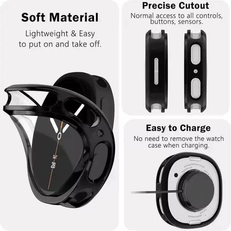 Silicone case with Screen Protector for Samsung galaxy watch 9 (44mm) (Black) by That Watch Shop