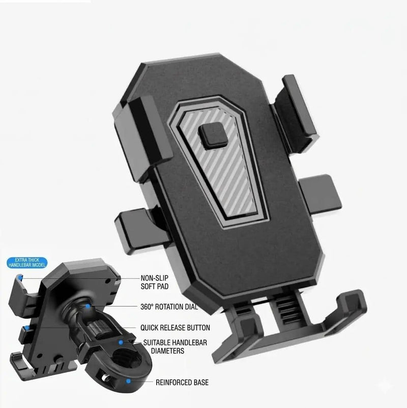 ECOTREK Bicycle Accessories ECOTREK Bike And Motorbike Phone Mount Universal Fit With Soft Pad Clamp ECOTREK Bike and Motorbike Phone Mount Universal Fit