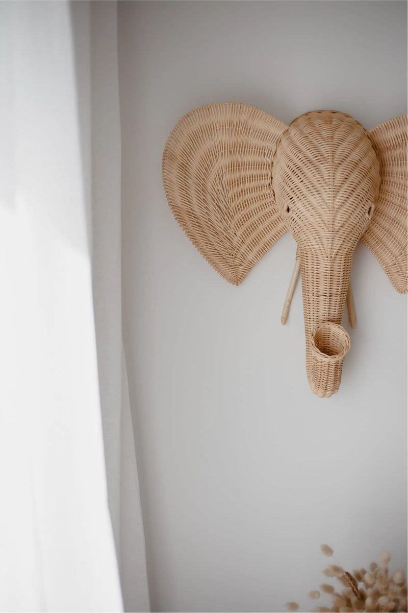 Inkah Limited Effie The Elephant Effie Elephant Rattan Wall Decor For Coastal Interiors