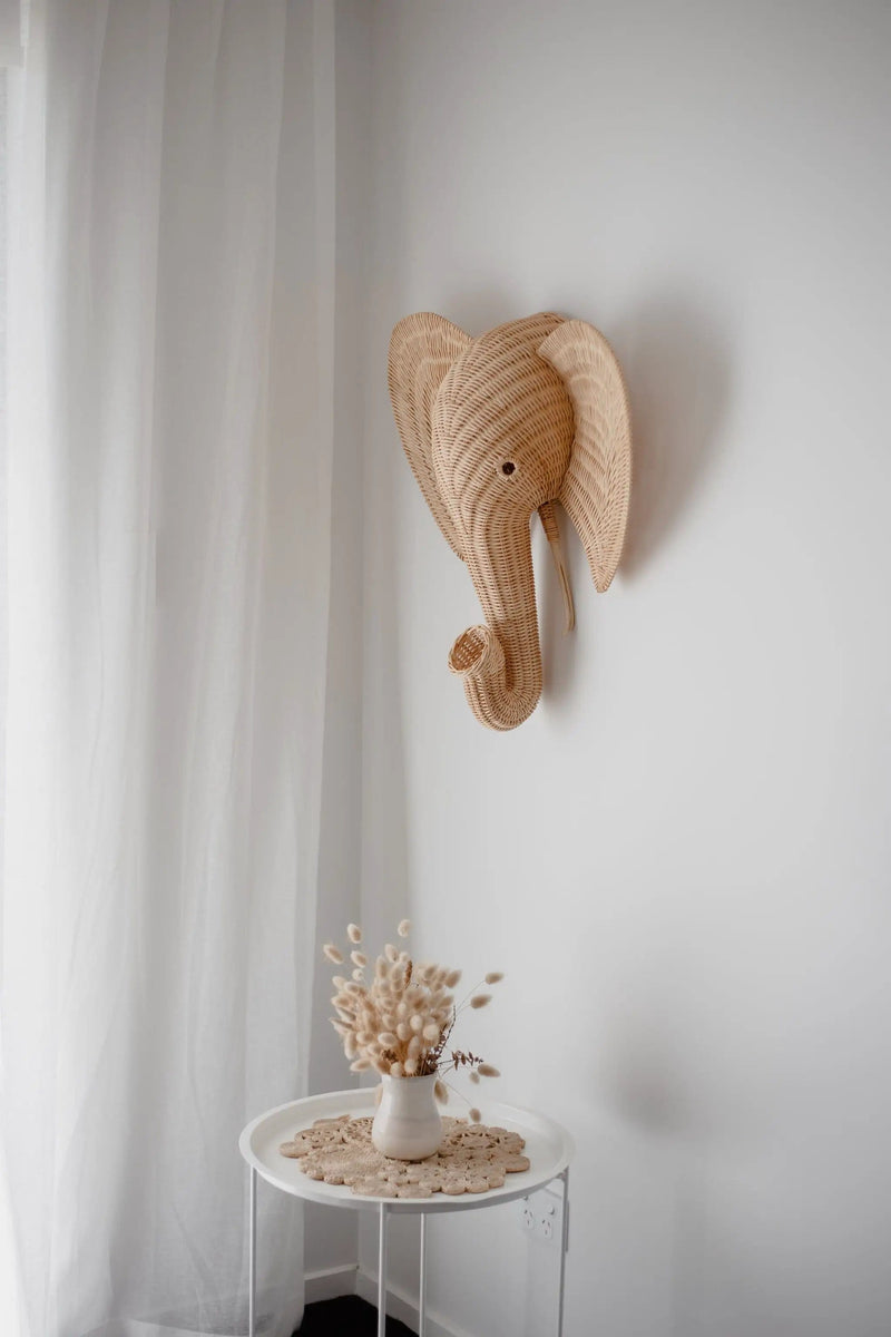 Inkah Limited Effie The Elephant Rattan Wall Decor For Cozy Coastal Interiors Effie Elephant Rattan Wall Decor For Coastal Interiors
