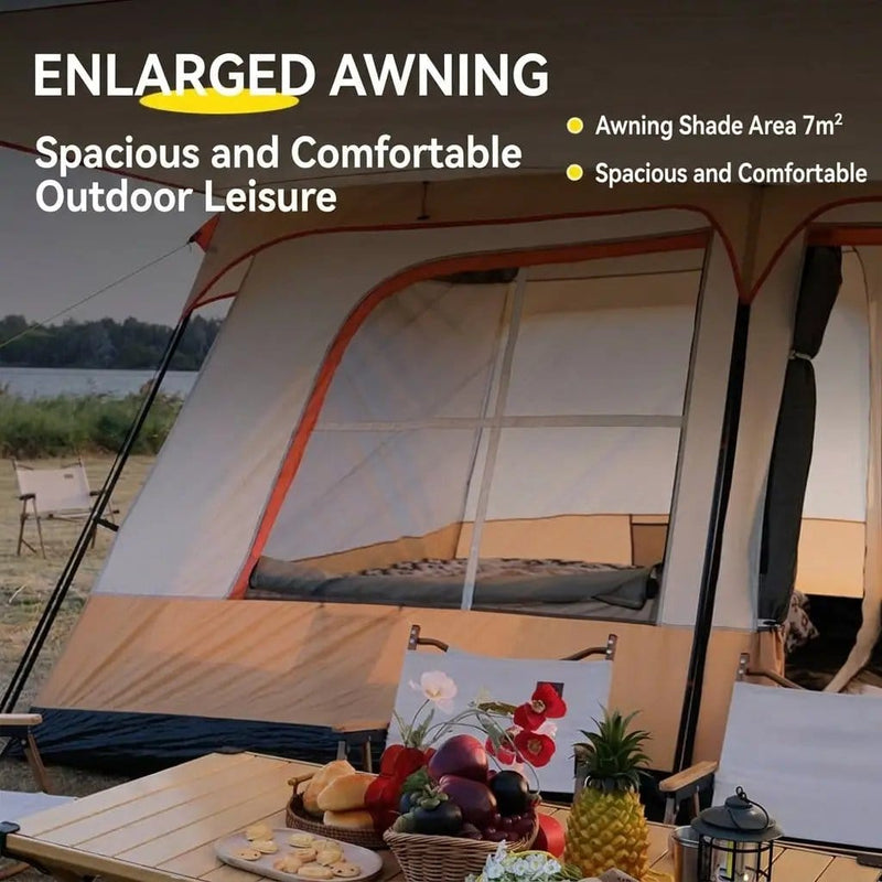 ECOTREK Tent ECOTREK Family Cabin Camping Tent With Sunshade Awning QLY7133 ECOTREK Family Cabin Tent With Sunshade Awning QLY7133