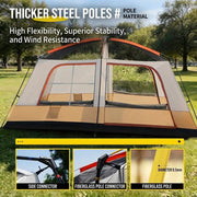 ECOTREK Tent ECOTREK Family Cabin Camping Tent With Sunshade Awning QLY7133 ECOTREK Family Cabin Tent With Sunshade Awning QLY7133