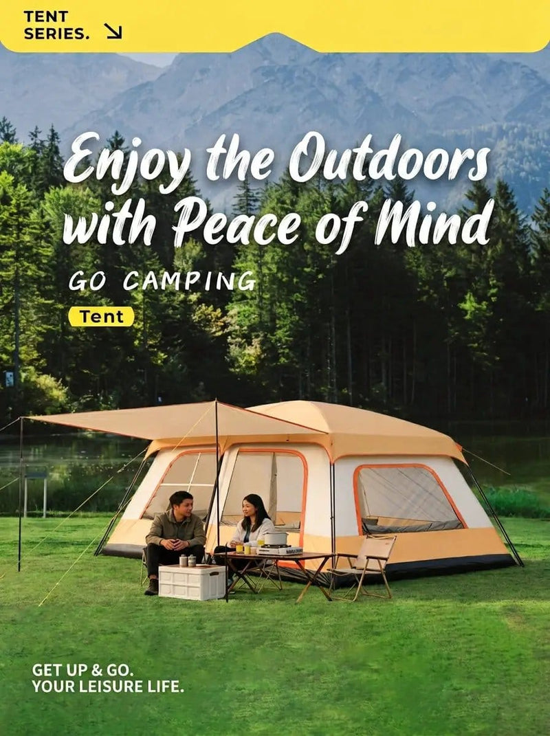 ECOTREK Tent ECOTREK Family Cabin Camping Tent With Sunshade Awning QLY7133 ECOTREK Family Cabin Tent With Sunshade Awning QLY7133