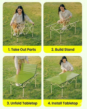 Urban Wave Premium Roll-Up Camping Table | Lightweight Carbon Steel YQ72214 by ECOTREK