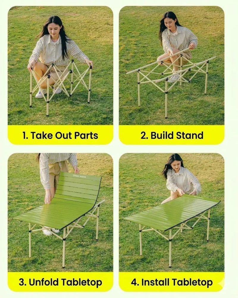 Urban Wave Premium Roll-Up Camping Table | Lightweight Carbon Steel YQ72214 by ECOTREK
