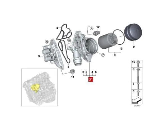 BMW Oil Filter Housing With Cap BMW 11428642289 fit X3 X1 528i by JBH AUTO PARTS