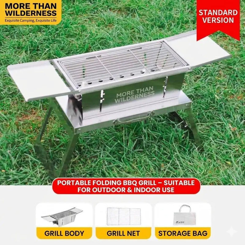 ECOTREK Charcoal BBQ Grill Portable Folding Stainless Steel Charcoal BBQ Grill for Camping, Beach & Backyard BZH2051 Portable Folding Stainless Steel Charcoal BBQ Grill for Camping, Beach & Backyard BZH2051