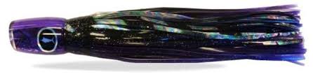 Bluewater Skirt 10in Plunger Purp-Black showing purple and black design for saltwater fishing.