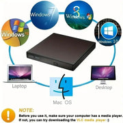 USB External CD DVD ROM Writer Burner Player Drive PC Laptop for Windows Mac by salelink.co.nz