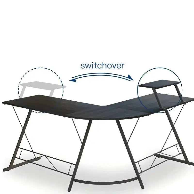 Industrial L-Shaped Corner Desk – Black Metal Frame with Monitor Stand (2 colours available) by Habicare