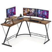 Industrial L-Shaped Corner Desk – Black Metal Frame with Monitor Stand (2 colours available) by Habicare