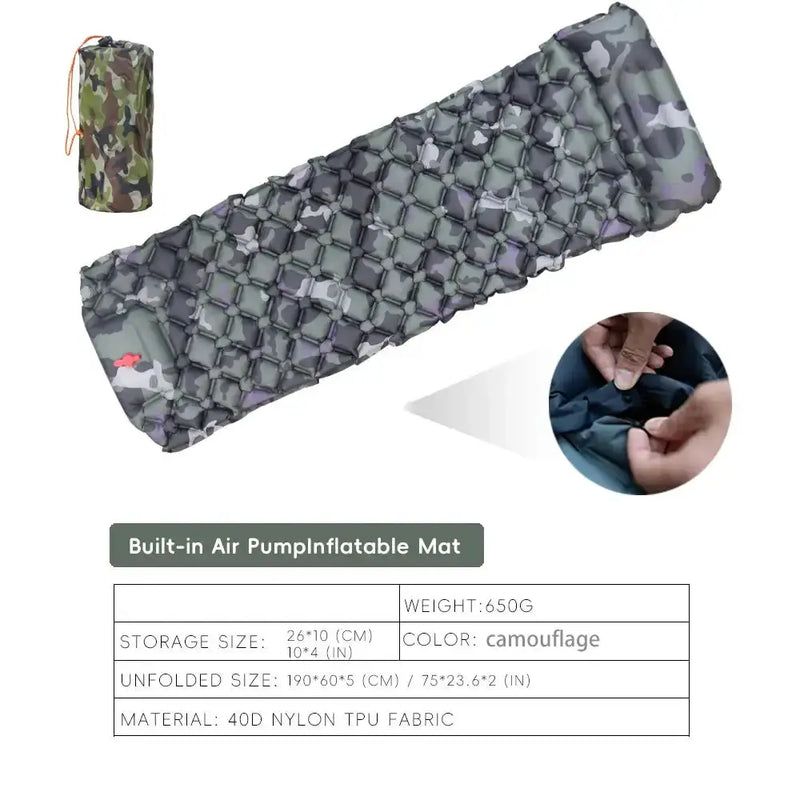 Inflatable Camping Mat with Pillow – Self-Inflating Mattress by Habicare