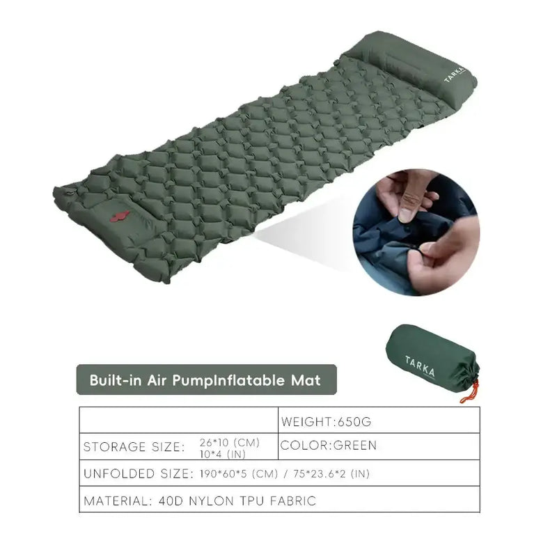 Inflatable Camping Mat with Pillow – Self-Inflating Mattress by Habicare
