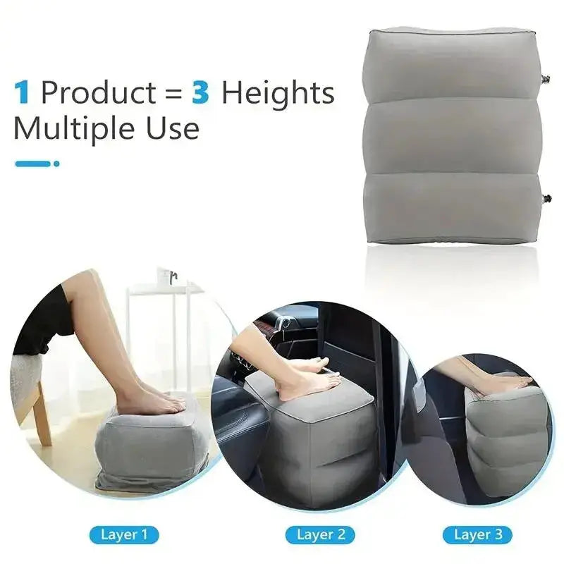 Inflatable Travel Footrest Pillow (Navy Blue & Grey) by Habicare