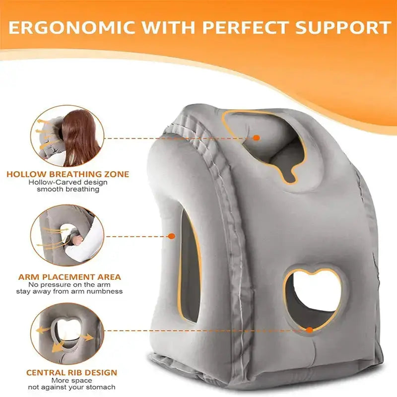Inflatable Travel Neck Pillow with Chin Support by Habicare
