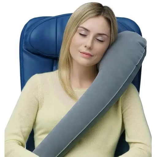 Inflatable Travel Side-Sleeping Neck Pillow (Grey & Blue) by Habicare