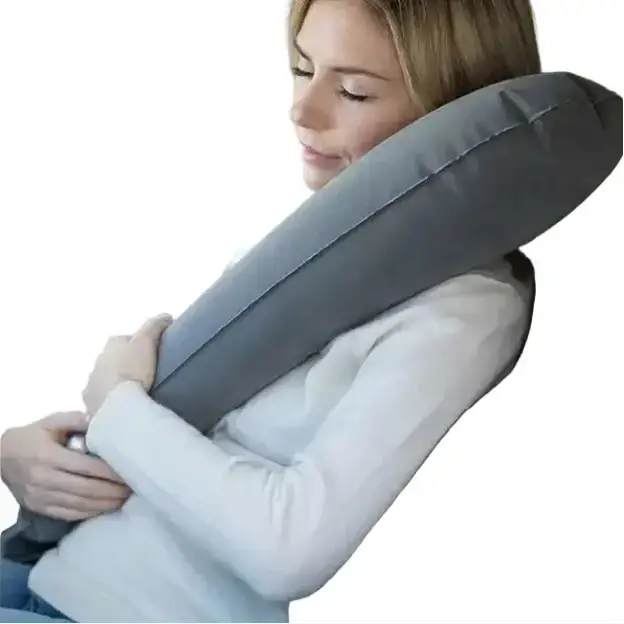 Inflatable Travel Side-Sleeping Neck Pillow (Grey & Blue) by Habicare