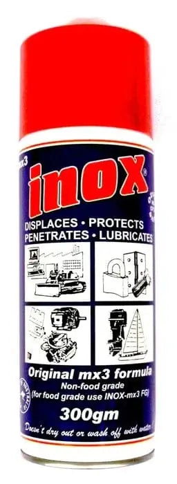 Inox 300 G Aerosol spray for anti-corrosion and moisture lubrication in fishing reels and boat motors.