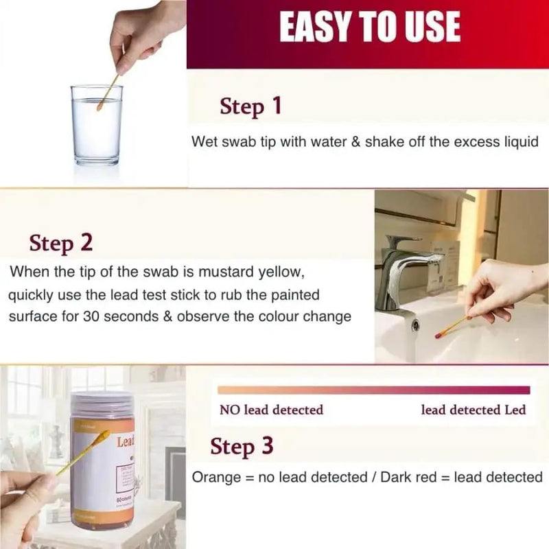 Lead Test Kit - Test House Paint, Metal, Ceramics - 30 Cotton Swabs by 9eight5